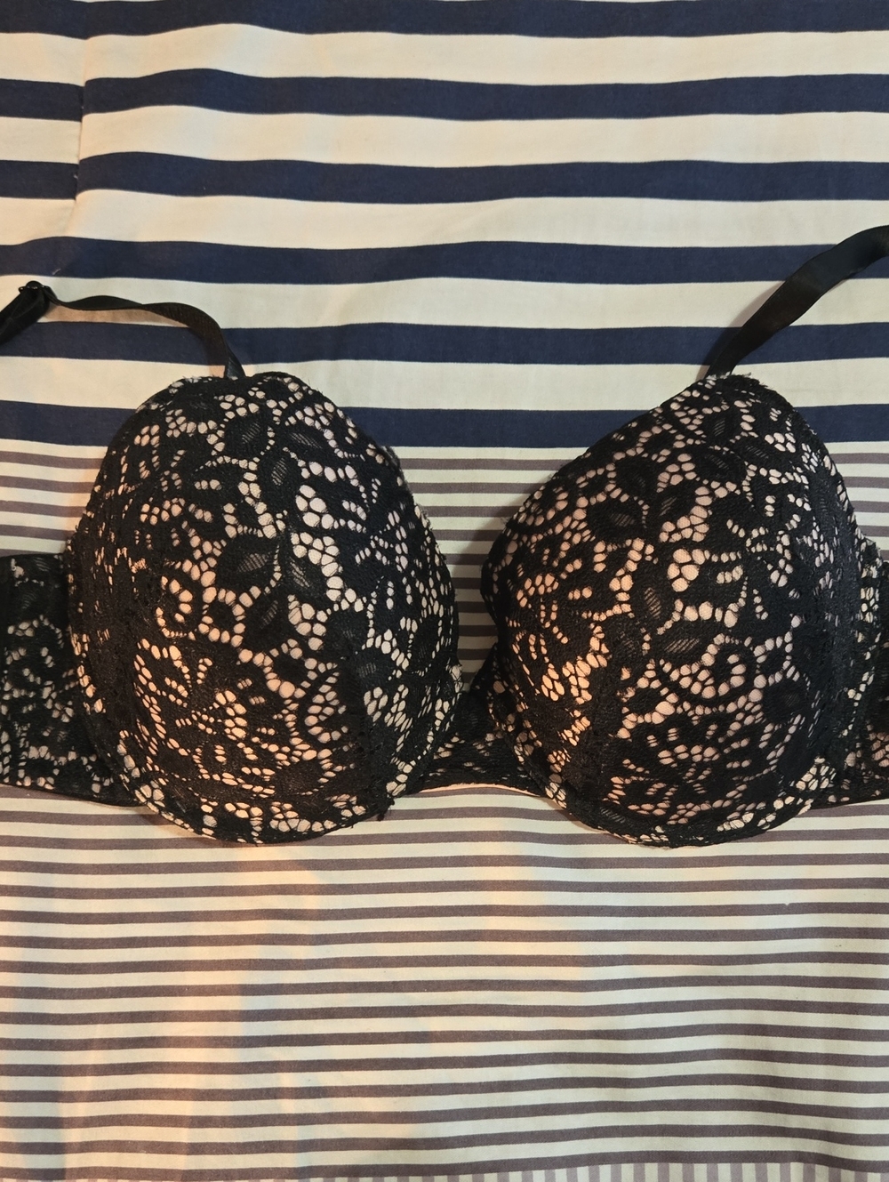 Black Laced And Nude Nursing Bra